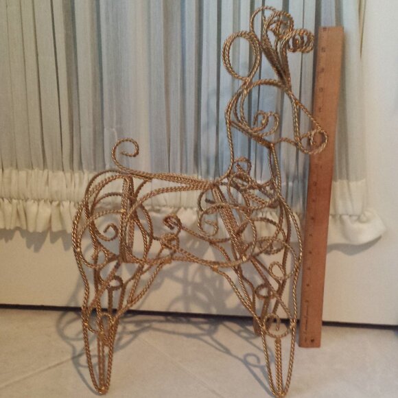 2 Gold Braided Wrought Iron Indoor Deer - Picture 12 of 16